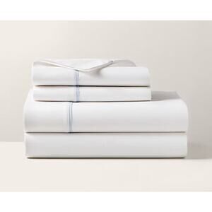 Ralph Lauren Organic Cotton Percale Palmer Flat Sheet Pale Sky Queen